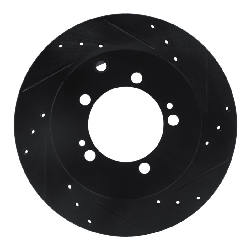 R1 Concepts R1 92-96 Mitsubishi DIAMANTE Rear Right Drilled & Slotted Black Brake Rotor