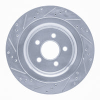 R1 Concepts R1 15-23 Ford Mustang Rear Right Drilled & Slotted Silver Brake Rotor