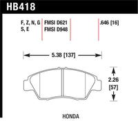 Hawk Performance Hawk 02-06 RSX (non-S) Front / 03-09 Civic Hybrid / 04-05 Civic Si HP+ Street Rear Brake Pads