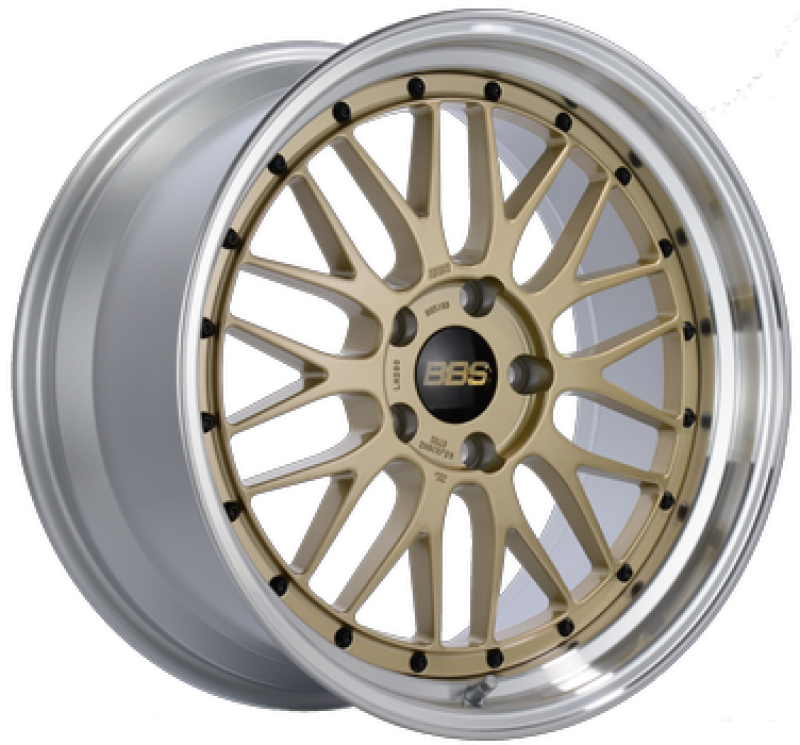BBS LM 18x10 5x114.3 ET20 Diamond Gold Center Diamond Cut Lip Wheel - 82mm PFS/Clip Required
