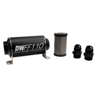DeatschWerks Stainless Steel 10AN 10 Micron Universal Inline Fuel Filter Housing Kit (110mm)