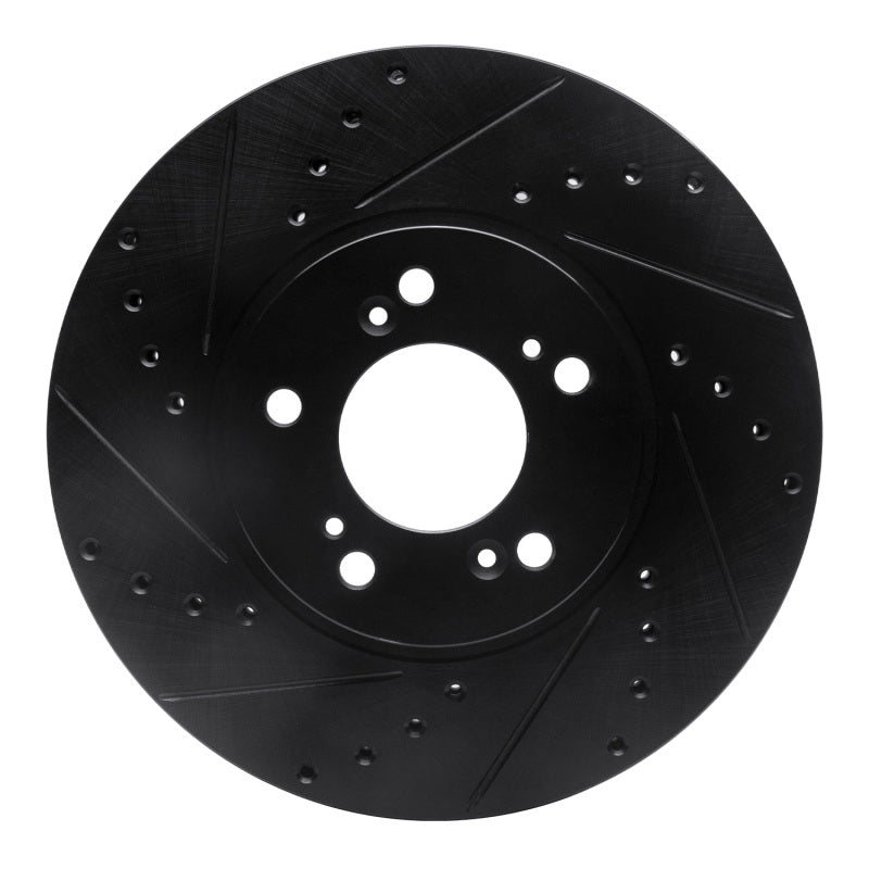 R1 Concepts R1 99-04 Acura RL Front Left Drilled & Slotted Black Brake Rotor