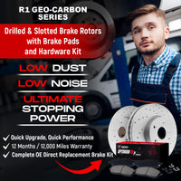 R1 Concepts R1 12-24 Hyundai Elantra GT Rear Drill/Slot Carbon Coated Rotor Set w/Optimum Pads