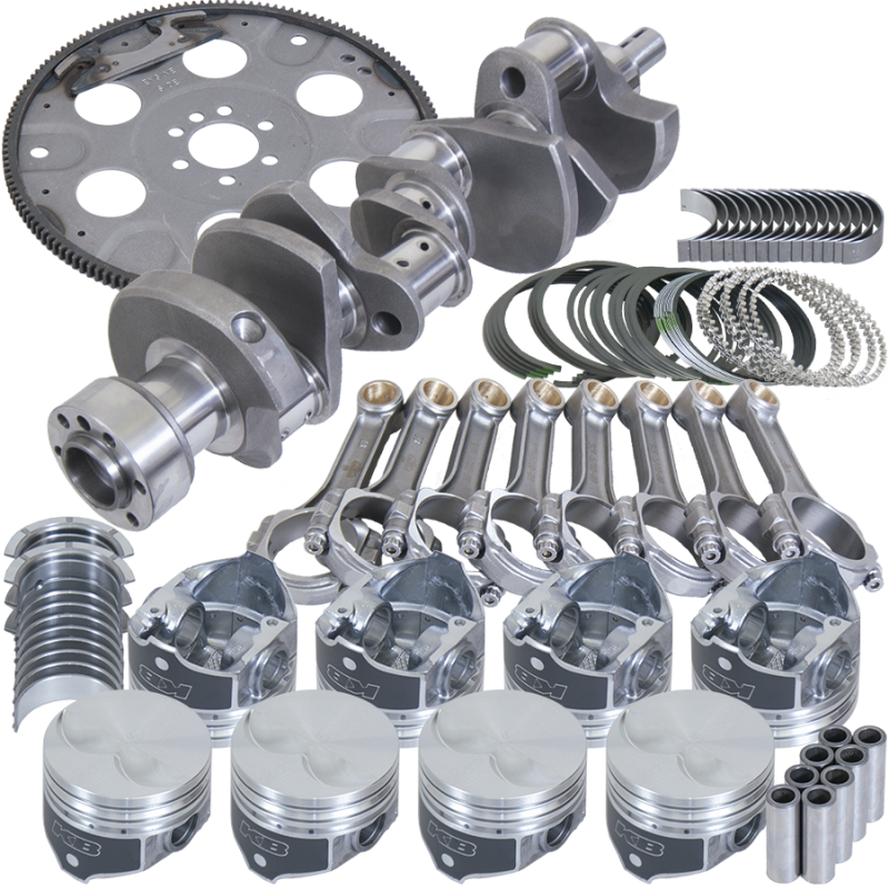 Eagle Chevy 305 1Pc 3.480in Crank 5.700in I-Beam Rods 3.796in Pistons 153 Tooth FP Balanced Assembly
