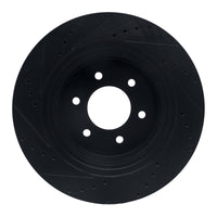 R1 Concepts R1 16-24 Nissan Titan XD Front Right Drilled & Slotted Black Brake Rotor