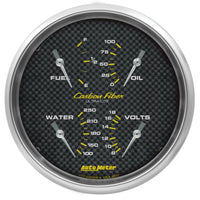 AutoMeter Carbon Fiber Quad Gauge 5in. 0 Ohm (E) - 90 Ohm (F) Electric