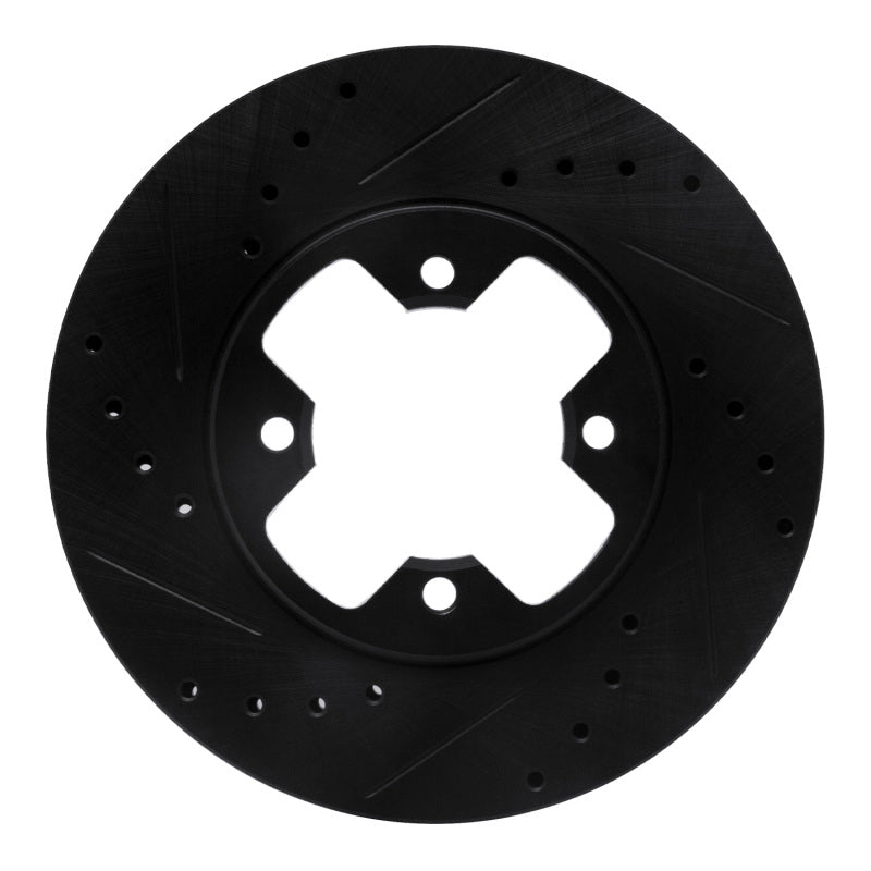 R1 Concepts R1 79-83 Nissan 280ZX Front Left Drilled & Slotted Black Brake Rotor