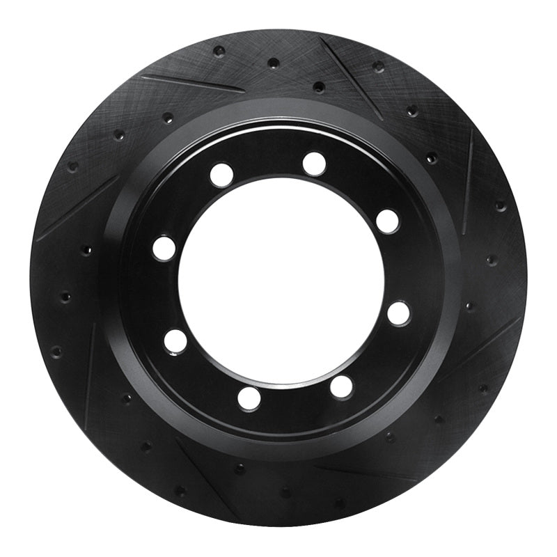 R1 Concepts R1 99-04 Ford F-350 Super Duty 4WD Rear Right Drilled & Slotted Black Brake Rotor