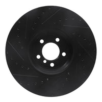 R1 Concepts R1 2007-2008 BMW ALPINA B7 Front Right Drilled & Slotted Black Brake Rotor