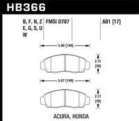 Hawk Performance Hawk 04+ Accord TSX / 99-08 TL / 01-03 CL / 08+ Honda Accord EX HPS Street Front Brake Pads