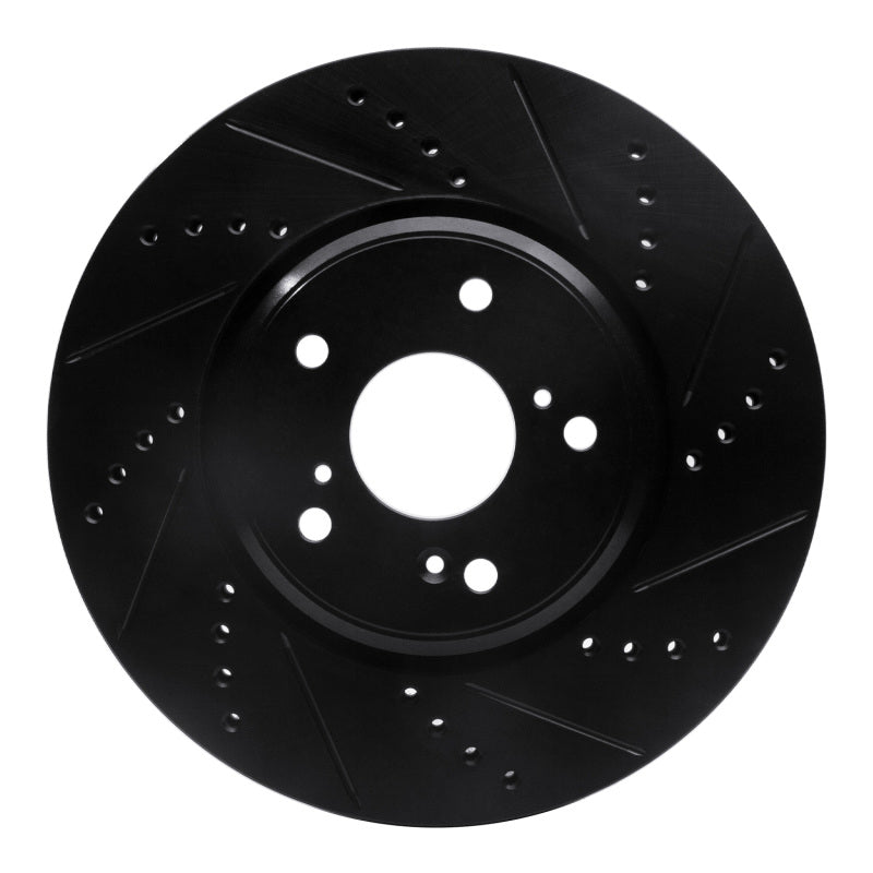 R1 Concepts R1 16-22 Acura ILX Front Right Drilled & Slotted Black Brake Rotor