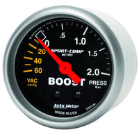 Autometer Sport-Comp 52mm 60cm/HG -2.0 Bar Mechanical Boost Gauge
