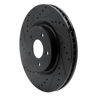 R1 Concepts R1 2013-2025 Infiniti Q50 Front Left Drilled & Slotted Black Brake Rotor
