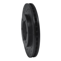 R1 Concepts R1 98-15 Nissan Frontier Front Left Drilled & Slotted Black Brake Rotor