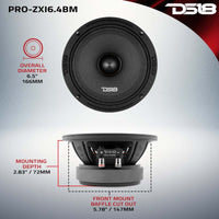 DS18 6.5in 300 Watts RMS 4 ohm Neodymium and Ferrite Magnet Bullet Mid-Range Loudspeaker