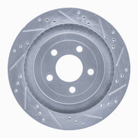 R1 Concepts R1 15-23 Ford Mustang Rear Right Drilled & Slotted Silver Brake Rotor