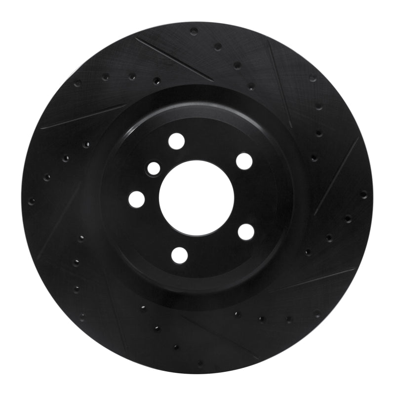 R1 Concepts R1 09-19 BMW 760LI Rear Right Drilled & Slotted Black Brake Rotor