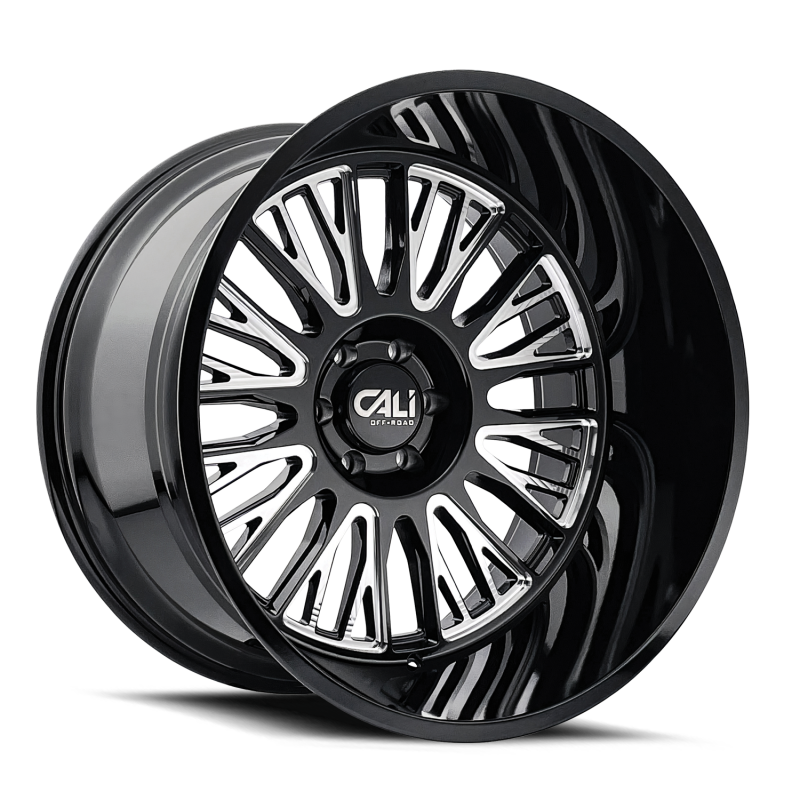 Cali Off-Road 9116 Vertex 24x14 / 6x139.7 BP / -76mm Offset / 106mm Hub Gloss Black Milled Wheel