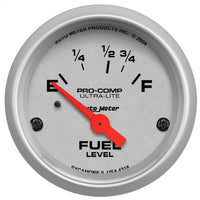 Autometer Ultra-Lite 52mm 16 OHMS Empty/158 OHMS Full Short Sweep Electronic Fuel Level Gauge