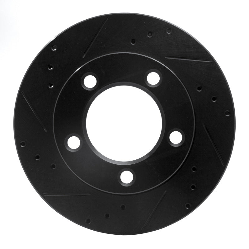 R1 Concepts R1 76-93 Ford F-150 4WD Front Left Drilled & Slotted Black Brake Rotor