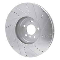 R1 Concepts R1 09-17 BMW 750LI xDrive Left Front Drilled & Slotted Silver Brake Rotor
