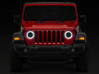 Raxiom 18-23 Jeep Wrangler JL Axial Series 9-In LED Angel Eye Headlights- Black Housing (Clear Lens)