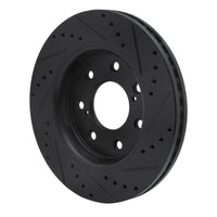 R1 Concepts R1 10-14 Ford F-150 4WD Front Left Drilled & Slotted Black Brake Rotor