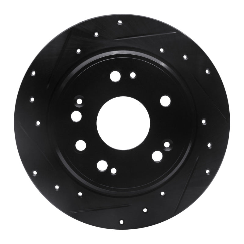 R1 Concepts R1 02-04 Honda CR-V Rear Left Drilled & Slotted Black Brake Rotor
