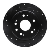 R1 Concepts R1 02-04 Honda CR-V Rear Left Drilled & Slotted Black Brake Rotor