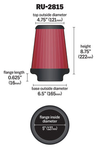 K&N Engineering K&N Universal Clamp-On Air Filter 5in FLG / 6-1/2in B / 4-3/8in T / 8-3/4in H