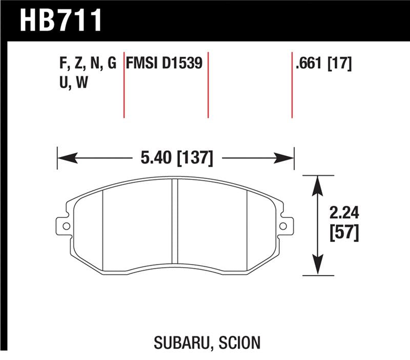Hawk Performance Hawk 13 Subaru BRZ/13 Legacy 2.5i / 13 Scion FR-S DTC-30 Front Street Brake Pads