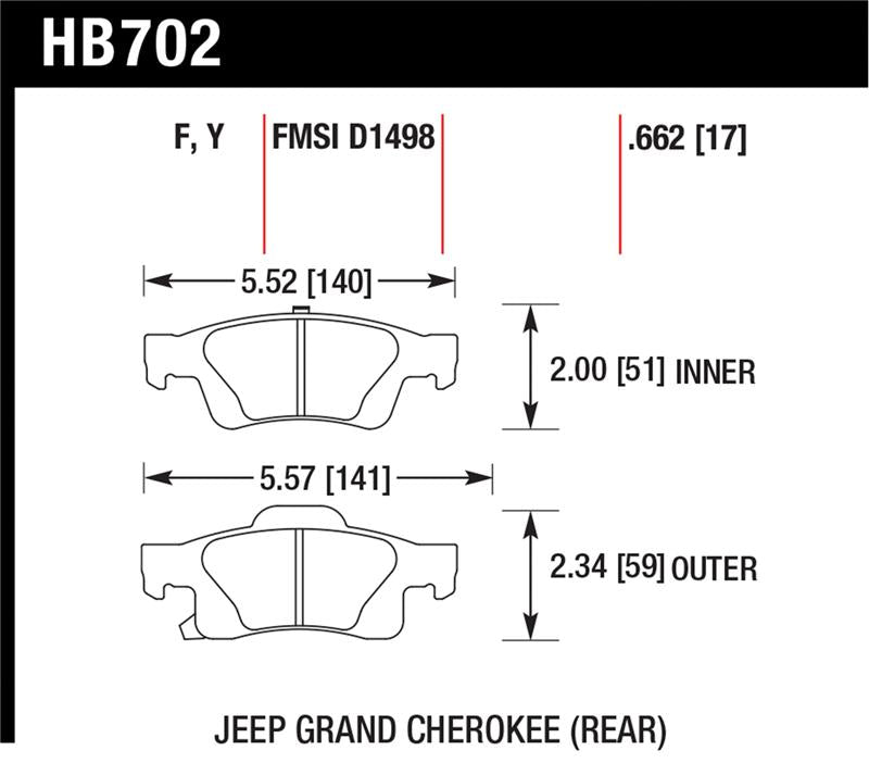 Hawk Performance Hawk 11-12 Dodge Durango / 11-12 Jeep Grand Cherokee HPS Rear Street Brake Pads