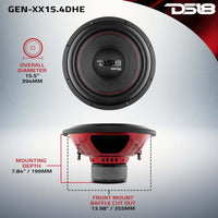 DS18 15in 600 Watts RMS 4 ohm DVC Double Stacked Magnet High Excursion Subwoofers