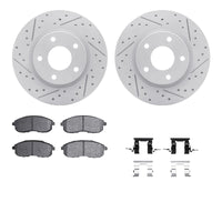 R1 Concepts R1 13-19 Nissan Sentra Front Drill/Slot Carbon Coated Rotor Set w/Optimum Pads