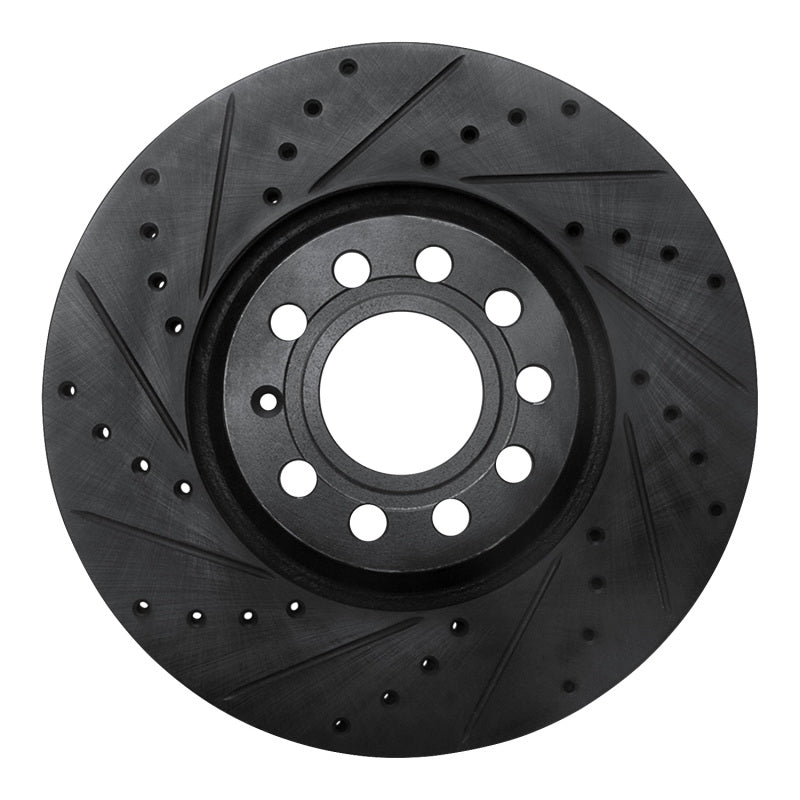 R1 Concepts R1 97-06 Audi A6 (USA/Canada) Front Left Drilled & Slotted Black Brake Rotor
