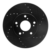 R1 Concepts R1 06-15 Honda Civic Front Right Drilled & Slotted Black Brake Rotor