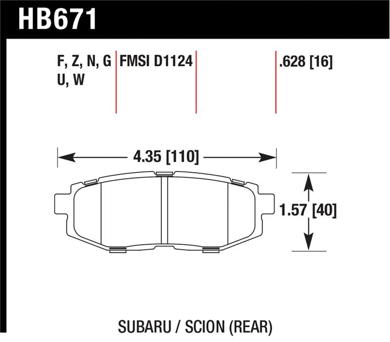 Hawk Performance Hawk 2013-2014 Scion FR-S Base 2dr Coupe HPS 5.0 Rear Brake Pads