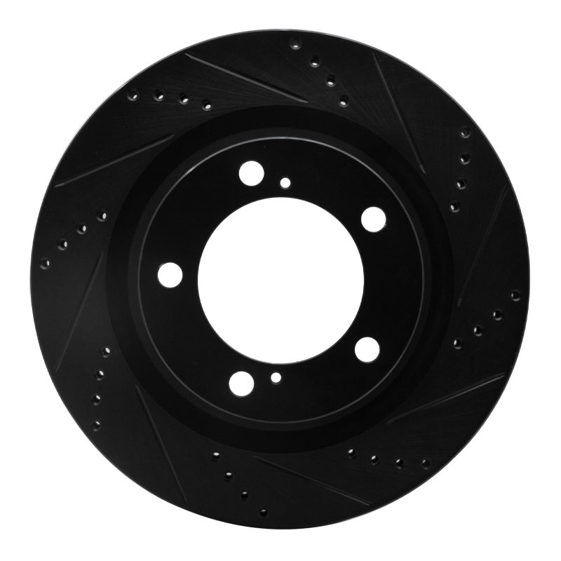 R1 Concepts R1 07-22 Lexus LX570 Front Right Drilled & Slotted Black Brake Rotor