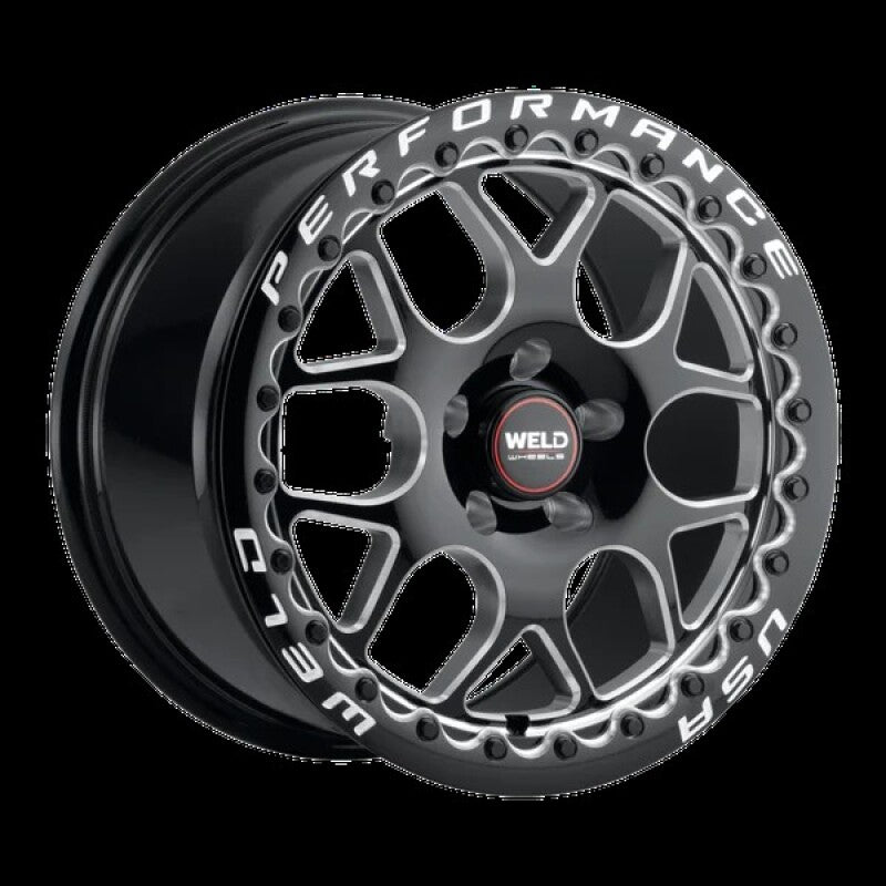 Weld Solana Beadlock 17x10 / 5x115 BP / ET30 / 78.1mm Bore - Gloss Black MIL DIA Wheel