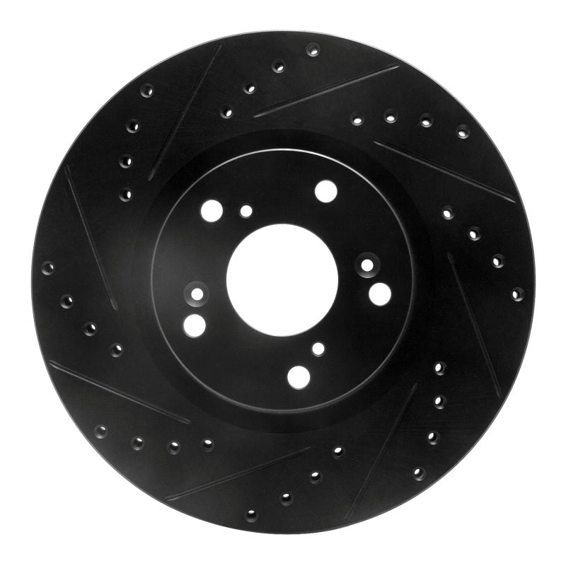 R1 Concepts R1 02-15 Acura CSX Front Left Drilled & Slotted Black Brake Rotor