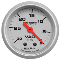 Autometer Ultra-Lite 52mm Mechanical Vacuum Gauge 30INHG