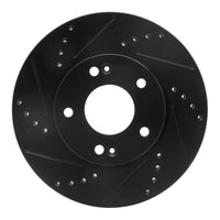 R1 Concepts R1 2011-2025 Hyundai Elantra Coupe Front Left Drilled & Slotted Black Brake Rotor