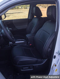 PRP Seats PRP 2016+ Toyota Tacoma Front Seat Covers with Electric Seat Adj. (Pair) - Black with Red Stitching