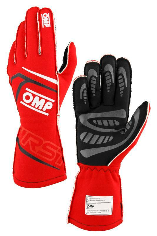OMP FIRST GLOVES FIA 8856-2018 MY2025 NAVY BLUE / CYAN SZ XS
