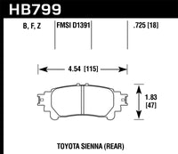 Hawk Performance Hawk 14-16 Toyota Highlander HPS 5.0 Rear Brake Pads