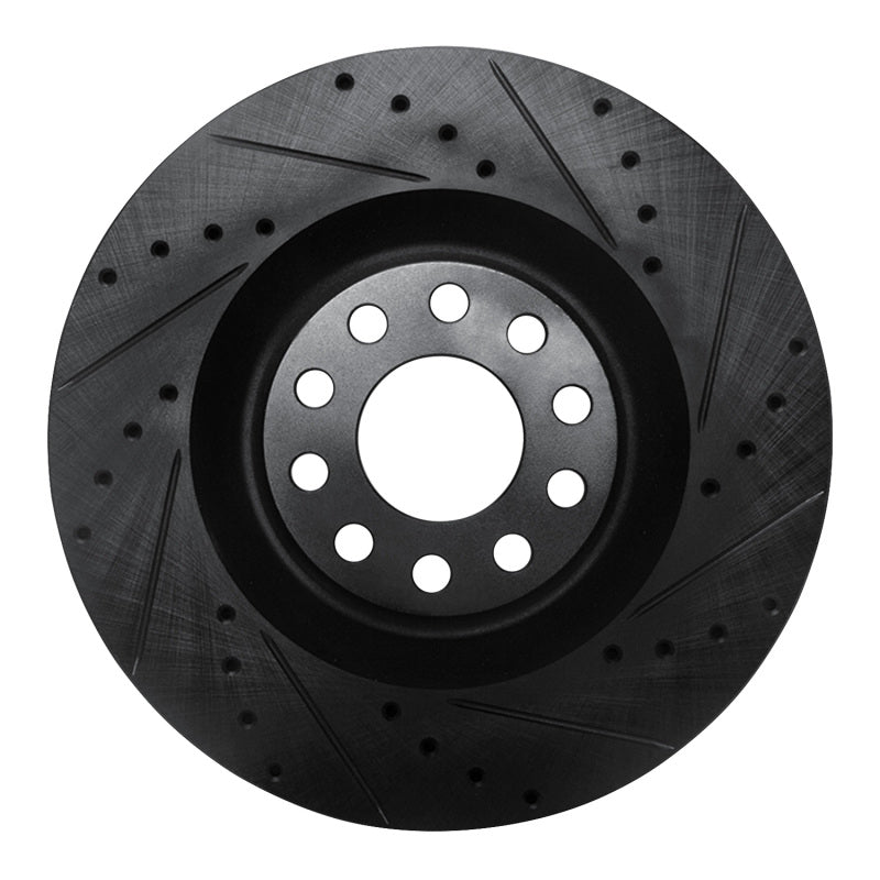 R1 Concepts R1 01-03 Audi S8 Front Right Drilled & Slotted Black Brake Rotor