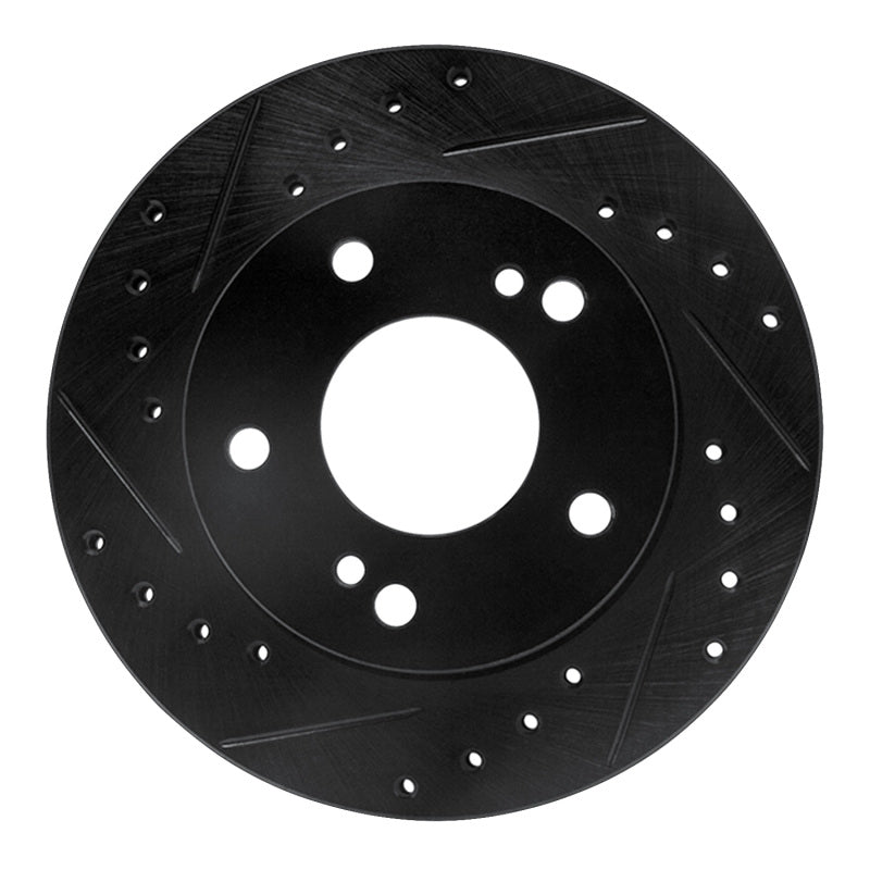 R1 Concepts R1 94-96 Nissan 240SX Front Left Drilled & Slotted Black Brake Rotor