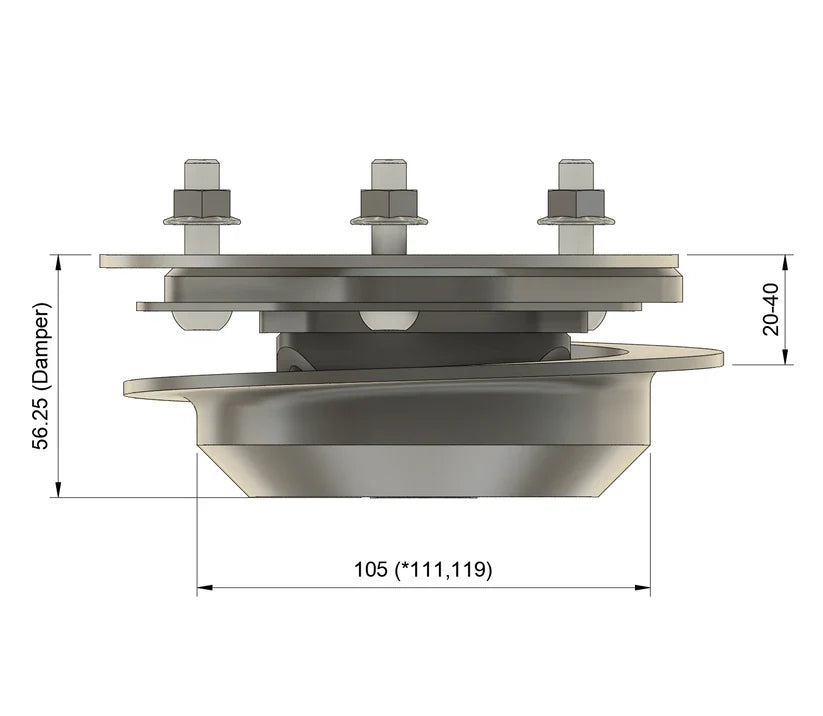 Millway Motorsport MW90371-U-111 BMW Adjustable Camber Plates (E30 3 Series, E28/E34 5 Series, E24 6 Series) - Street 111mm