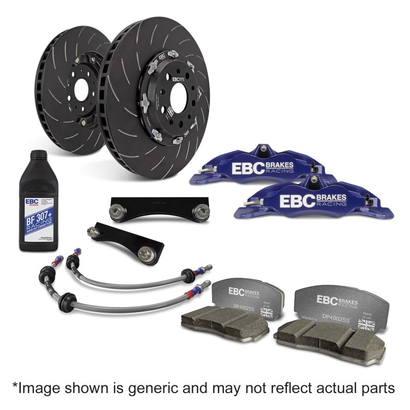 EBC Racing 12-20 Fiat 500 Abarth 1.4L Turbo Blue Apollo-4 Calipers 330mm Rotors Front Big Brake Kit