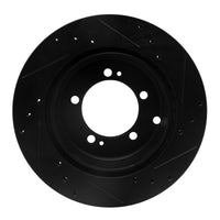 R1 Concepts R1 92-96 Mitsubishi DIAMANTE Rear Left Drilled & Slotted Black Brake Rotor